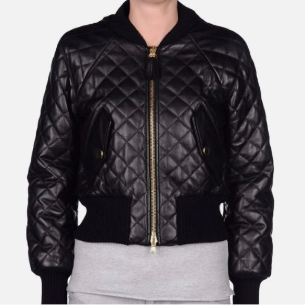 NWOT genuine leather Waffle leather jacket. Small. Maya Stern inspired!  Bomber